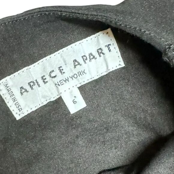 APIECE APART Bi-Level BLACK Navona linen blend 3/4 sleeves mini Dress SIZE 6 - Picture 6 of 7